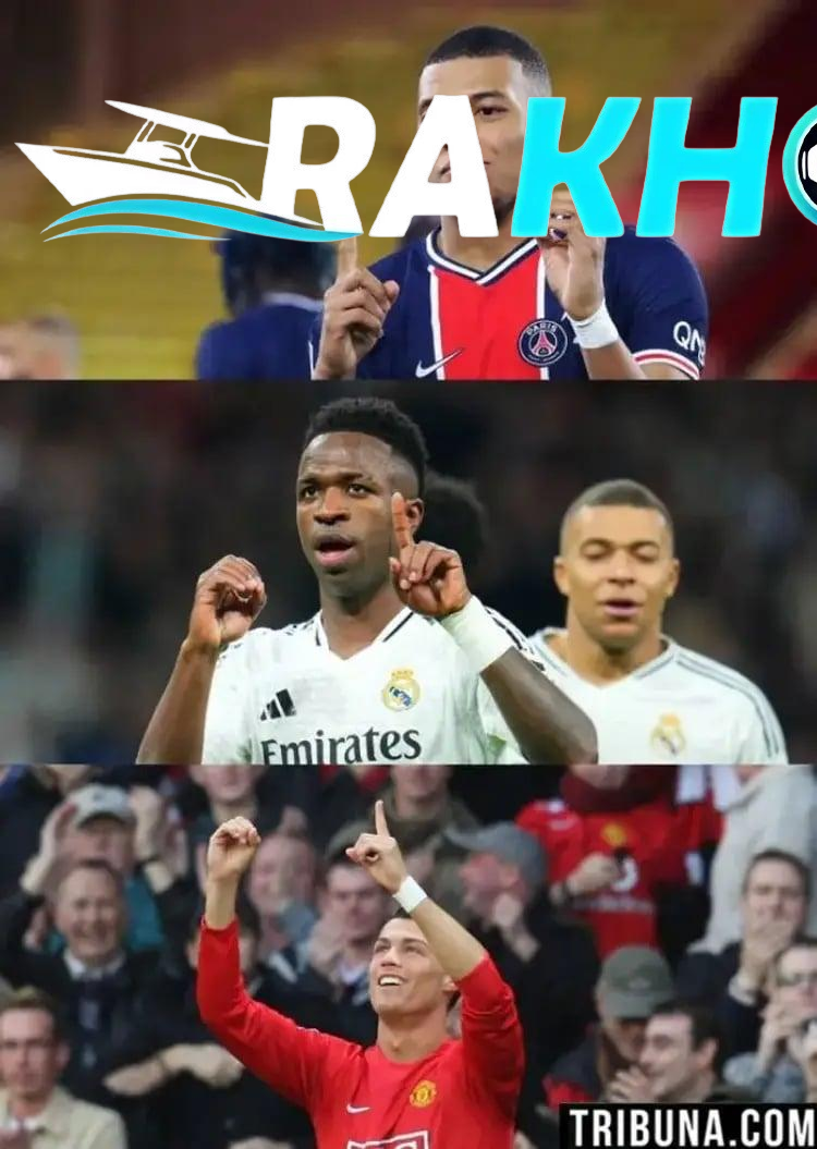 Vinicius tái hiện màn ăn mừng của Ronaldo và Mbappe. Ảnh: Tribuna